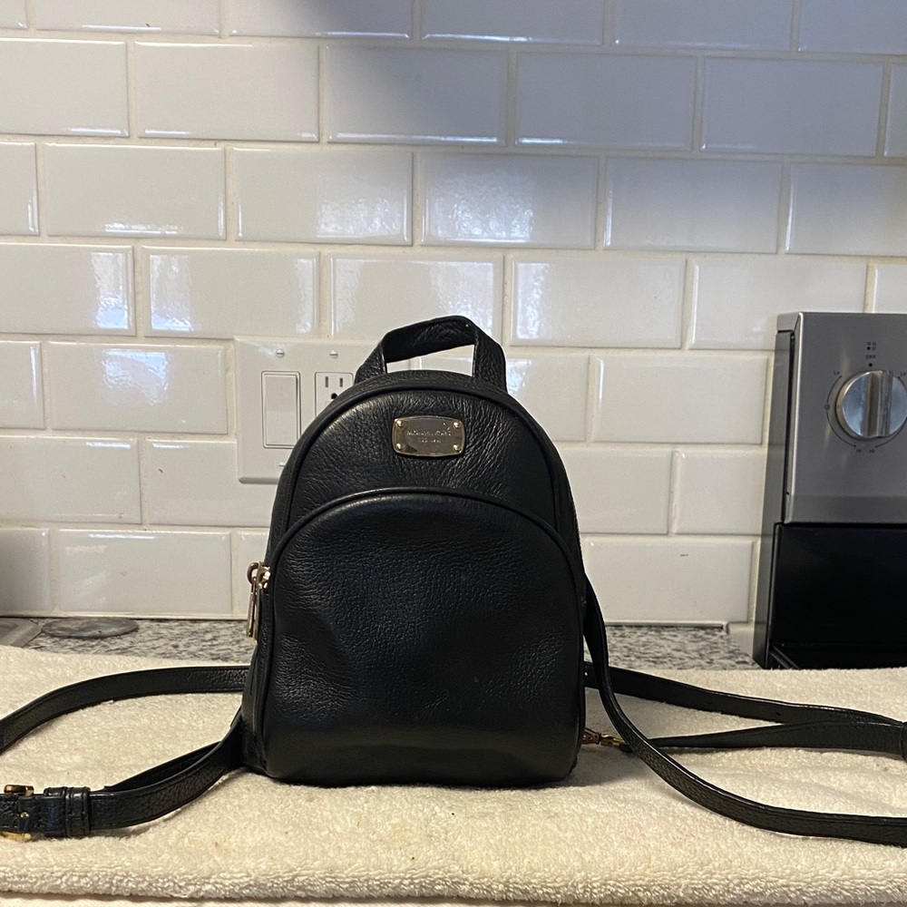 Michael Kors Black Leather mini Backpack purse